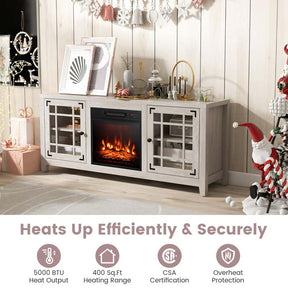 58" Electric Fireplace TV Stand with 18" Heater Insert & CSA Certified, Media Console Entertainment Center w/ Storage Cabinet for 65" TVs