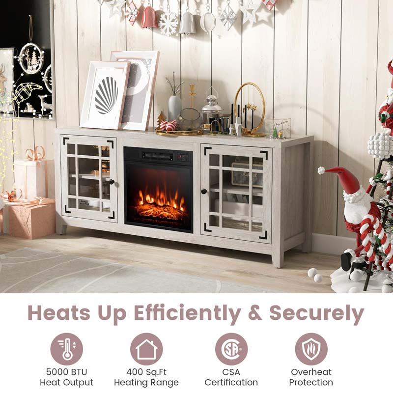 58" Electric Fireplace TV Stand with 18" Heater Insert & CSA Certified, Media Console Entertainment Center w/ Storage Cabinet for 65" TVs