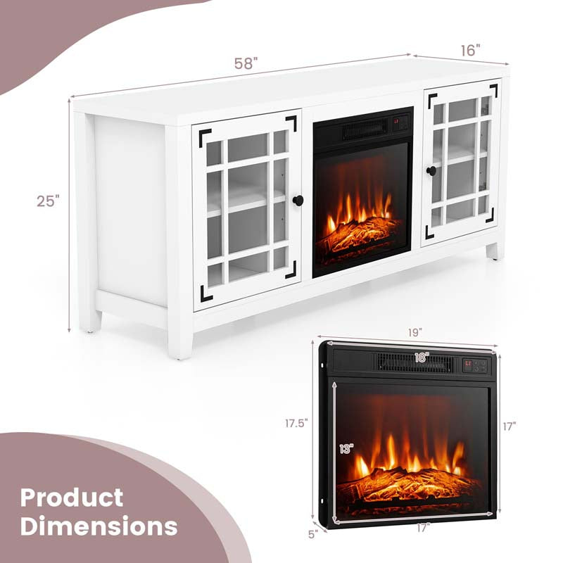58" Electric Fireplace TV Stand with 18" Heater Insert & CSA Certified, Media Console Entertainment Center w/ Storage Cabinet for 65" TVs