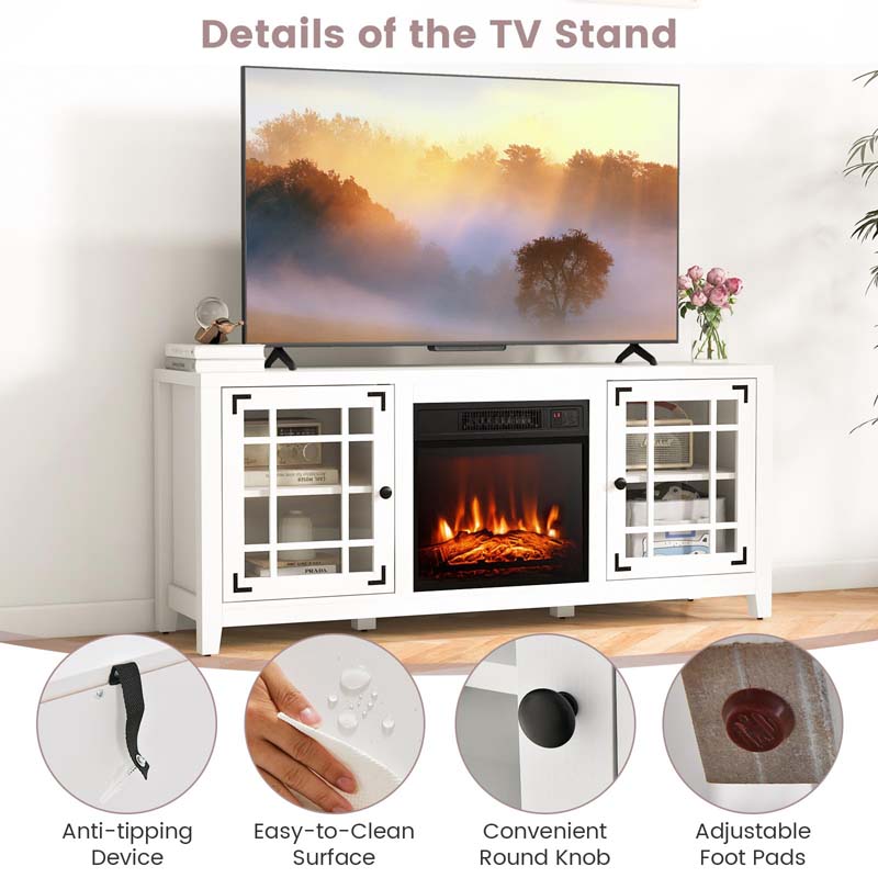 58" Electric Fireplace TV Stand with 18" Heater Insert & CSA Certified, Media Console Entertainment Center w/ Storage Cabinet for 65" TVs