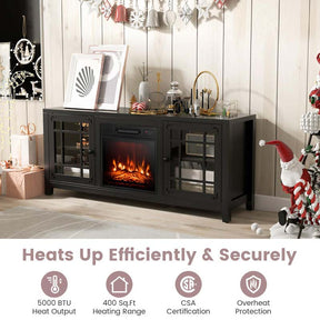 58" Electric Fireplace TV Stand with 18" Heater Insert & CSA Certified, Media Console Entertainment Center w/ Storage Cabinet for 65" TVs
