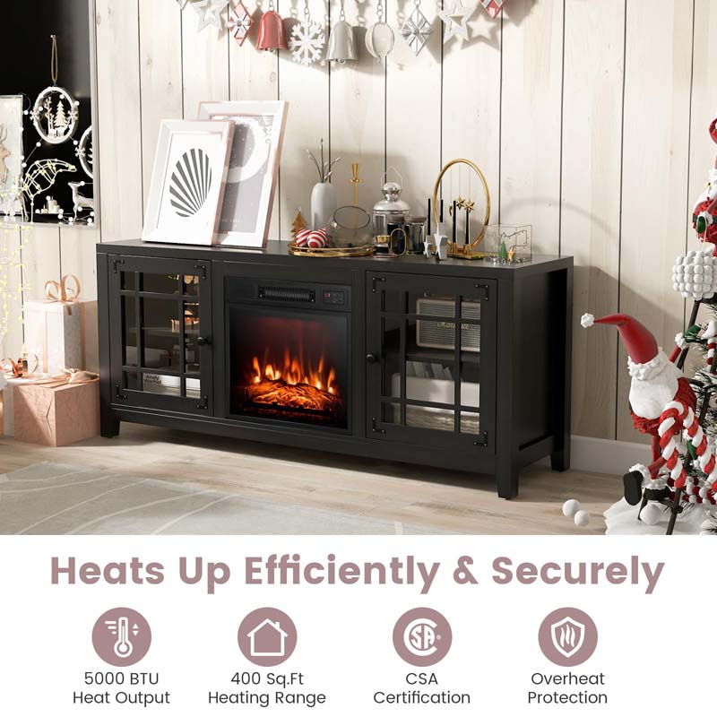 58" Electric Fireplace TV Stand with 18" Heater Insert & CSA Certified, Media Console Entertainment Center w/ Storage Cabinet for 65" TVs