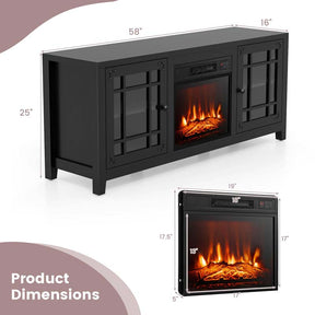58" Electric Fireplace TV Stand with 18" Heater Insert & CSA Certified, Media Console Entertainment Center w/ Storage Cabinet for 65" TVs