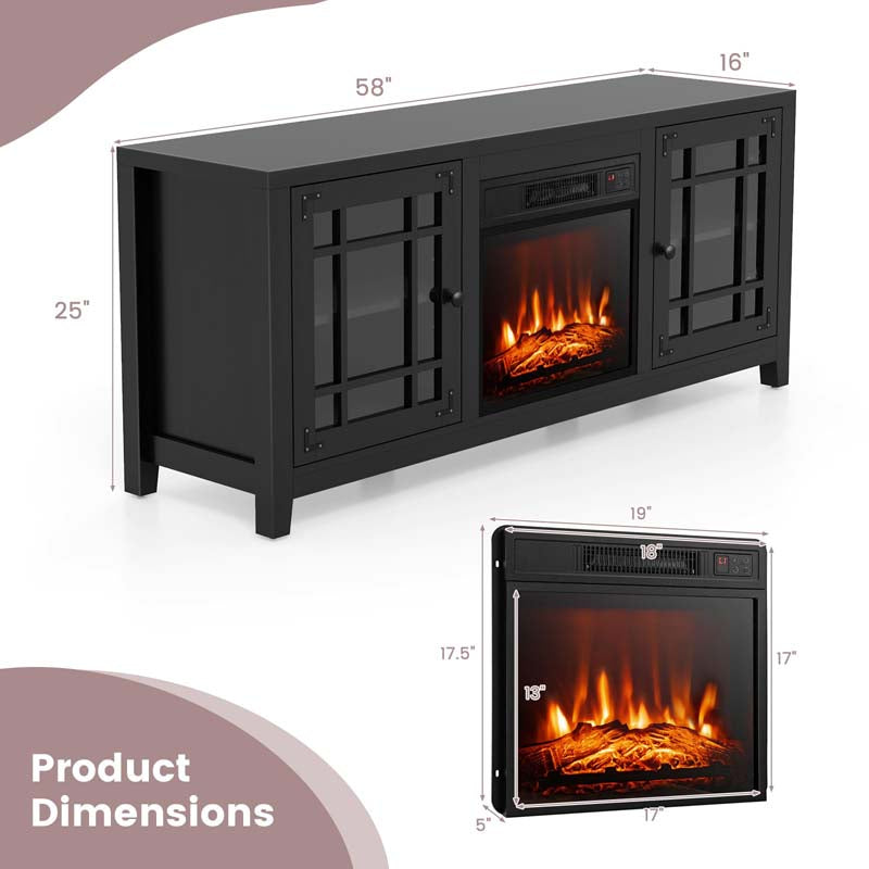 58" Electric Fireplace TV Stand with 18" Heater Insert & CSA Certified, Media Console Entertainment Center w/ Storage Cabinet for 65" TVs