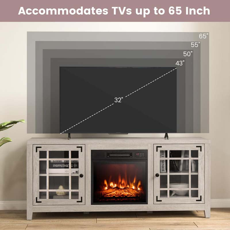 58" Electric Fireplace TV Stand with 18" Heater Insert & CSA Certified, Media Console Entertainment Center w/ Storage Cabinet for 65" TVs