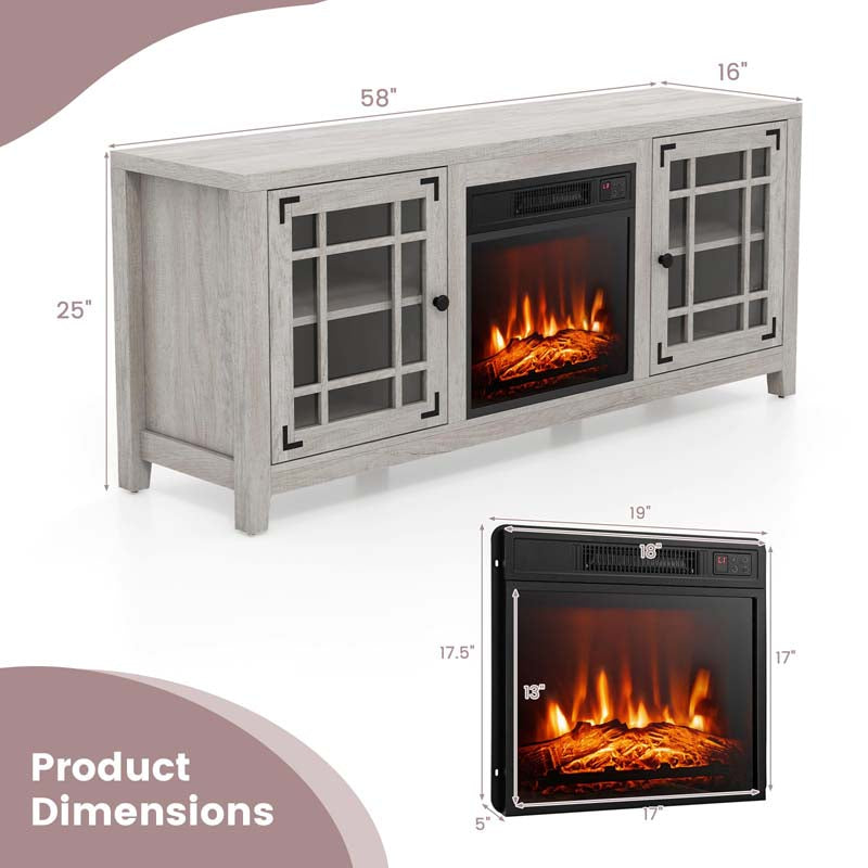 58" Electric Fireplace TV Stand with 18" Heater Insert & CSA Certified, Media Console Entertainment Center w/ Storage Cabinet for 65" TVs