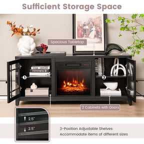 58" Electric Fireplace TV Stand with 18" Heater Insert & CSA Certified, Media Console Entertainment Center w/ Storage Cabinet for 65" TVs