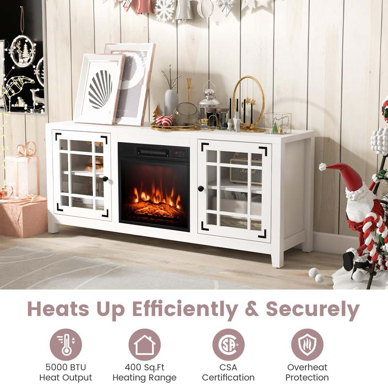 58" Electric Fireplace TV Stand with 18" Heater Insert & CSA Certified, Media Console Entertainment Center w/ Storage Cabinet for 65" TVs