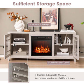 58" Electric Fireplace TV Stand with 18" Heater Insert & CSA Certified, Media Console Entertainment Center w/ Storage Cabinet for 65" TVs