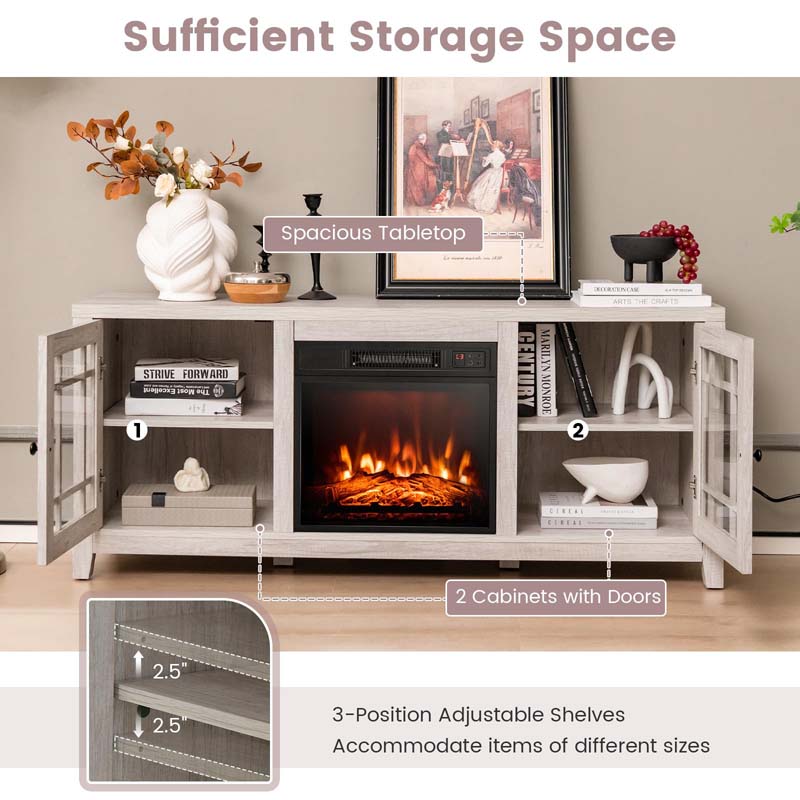 58" Electric Fireplace TV Stand with 18" Heater Insert & CSA Certified, Media Console Entertainment Center w/ Storage Cabinet for 65" TVs