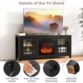 58" Electric Fireplace TV Stand with 18" Heater Insert & CSA Certified, Media Console Entertainment Center w/ Storage Cabinet for 65" TVs