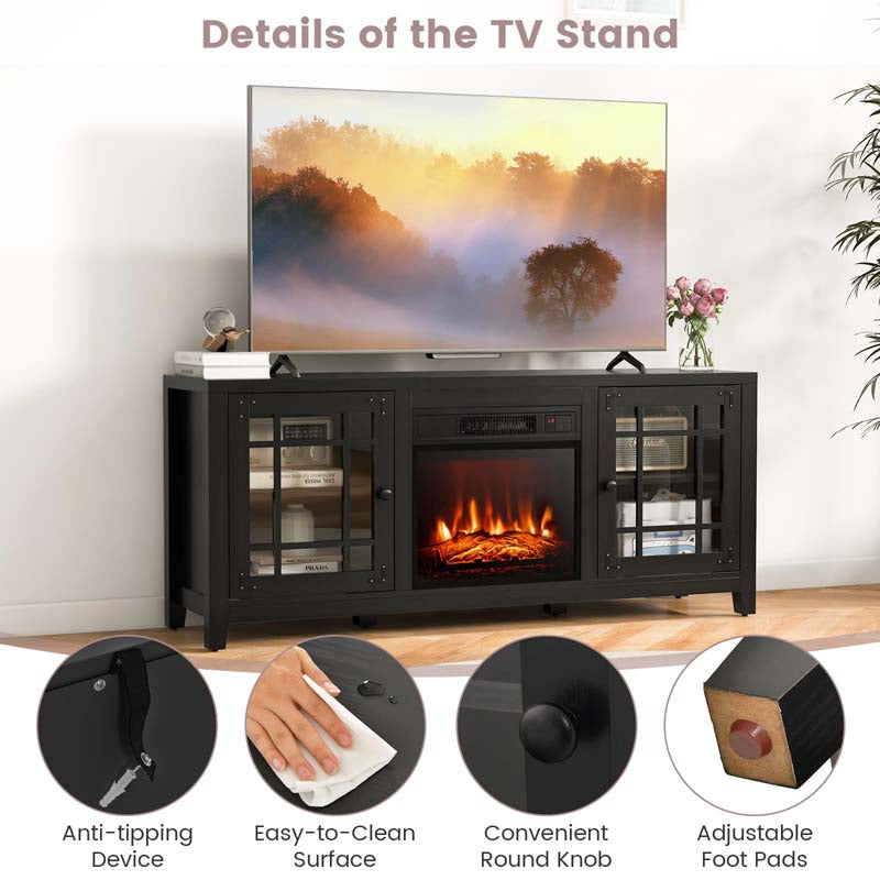 58" Electric Fireplace TV Stand with 18" Heater Insert & CSA Certified, Media Console Entertainment Center w/ Storage Cabinet for 65" TVs