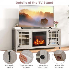 58" Electric Fireplace TV Stand with 18" Heater Insert & CSA Certified, Media Console Entertainment Center w/ Storage Cabinet for 65" TVs