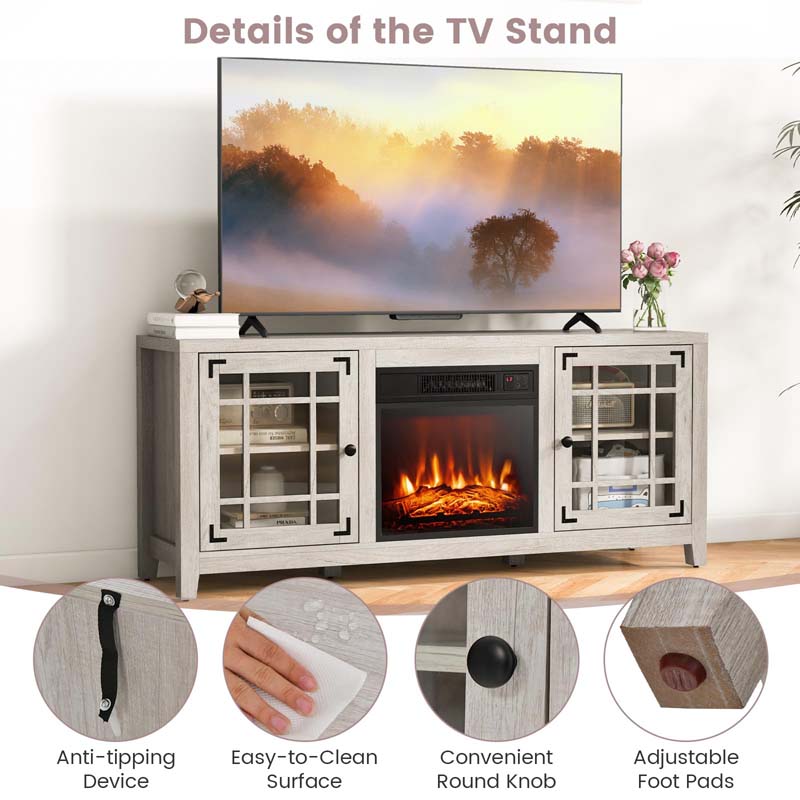 58" Electric Fireplace TV Stand with 18" Heater Insert & CSA Certified, Media Console Entertainment Center w/ Storage Cabinet for 65" TVs