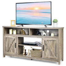 59" Farmhouse TV Stand for TVs Up to 65 Inches, Wood Entertainment Center Media Console Cabinet with Double Barn Doors & Adjustable Shelves
