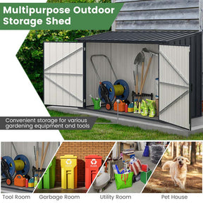 6.3 x 2.8 FT Metal Outdoor Utility Storage Cabinet w/Snap-on Structures & Lockable Door, Yard Garden Sheds for Bike Trash Cans