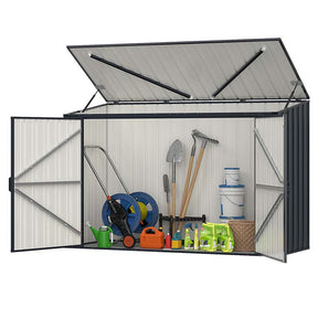 6.3 x 2.8 FT Metal Outdoor Utility Storage Cabinet w/Snap-on Structures & Lockable Door, Yard Garden Sheds for Bike Trash Cans