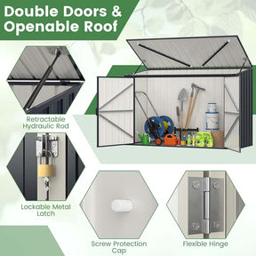 6.3 x 2.8 FT Metal Outdoor Utility Storage Cabinet w/Snap-on Structures & Lockable Door, Yard Garden Sheds for Bike Trash Cans