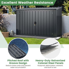 6.3 x 2.8 FT Metal Outdoor Utility Storage Cabinet w/Snap-on Structures & Lockable Door, Yard Garden Sheds for Bike Trash Cans