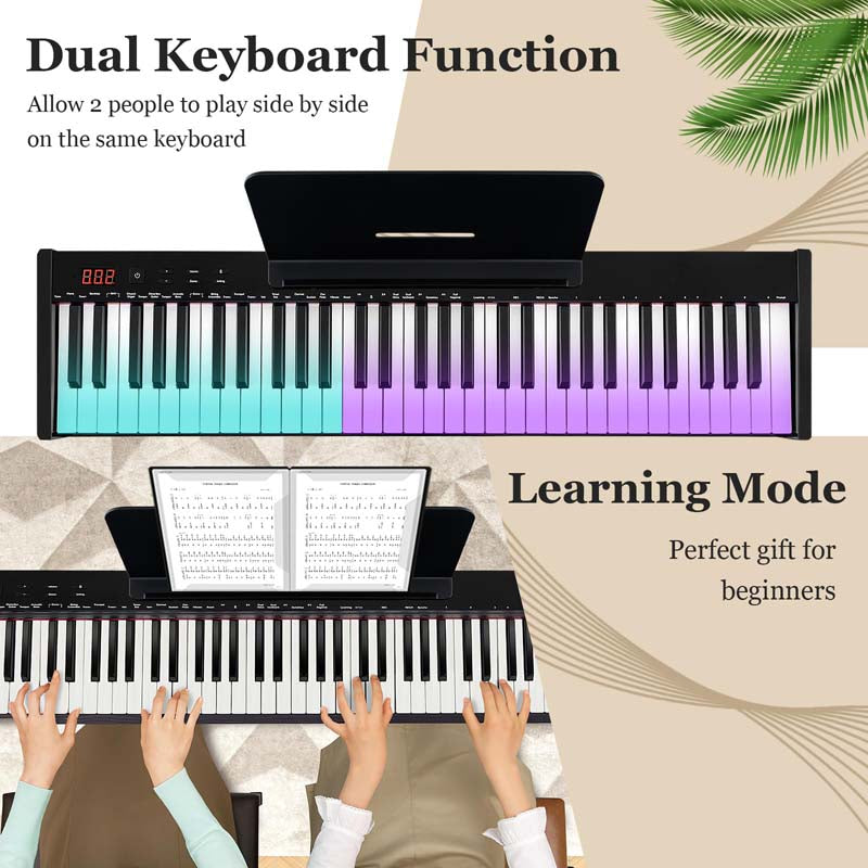 61-Key Semi-weighted Portable Electric Keyboard Piano, Complete Digital Piano Set with Stand, Stool, Case, Wireless MIDI & Sustain Pedal for Beginners