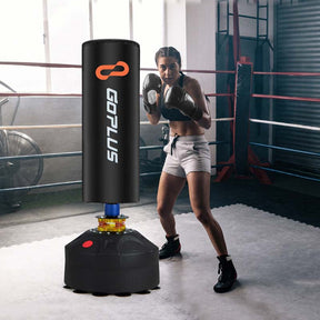 68" Freestanding Punching Bag with 12 Suction Cups Gloves & Filling Base, Heavy Boxing Bag Stand for MMA Muay Thai Fitness