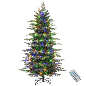 6/7.5/9 FT Pre-lit Artificial Christmas Tree with 260/380/560 Multicolor Lights, 714/1162/1770 Branch Tips, 11 Lighting Modes, Remote & Timer