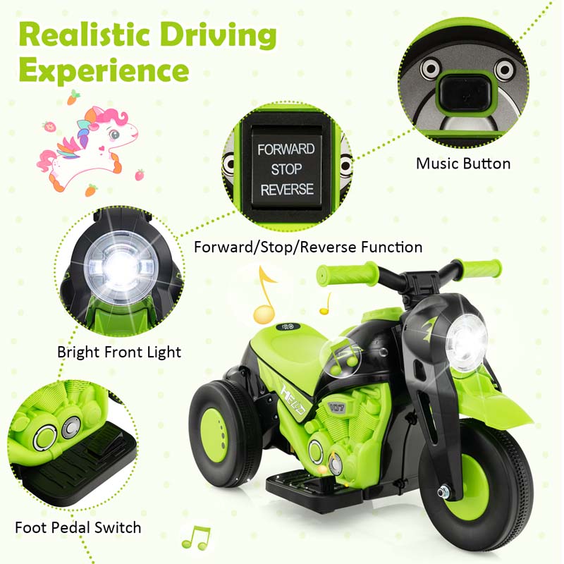 6V Kids Ride On Motorcycle with Bubble Maker, Battery Powered 3-Wheel Electric Motorcycle with LED Headlight & Music for Toddlers Gift