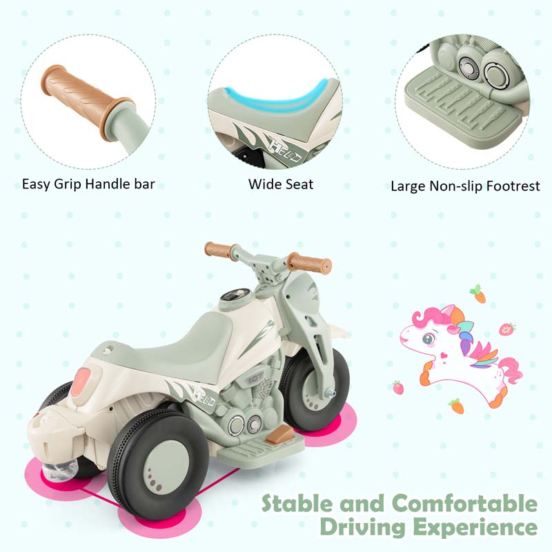 6V Kids Ride On Motorcycle with Bubble Maker, Battery Powered 3-Wheel Electric Motorcycle with LED Headlight & Music for Toddlers Gift