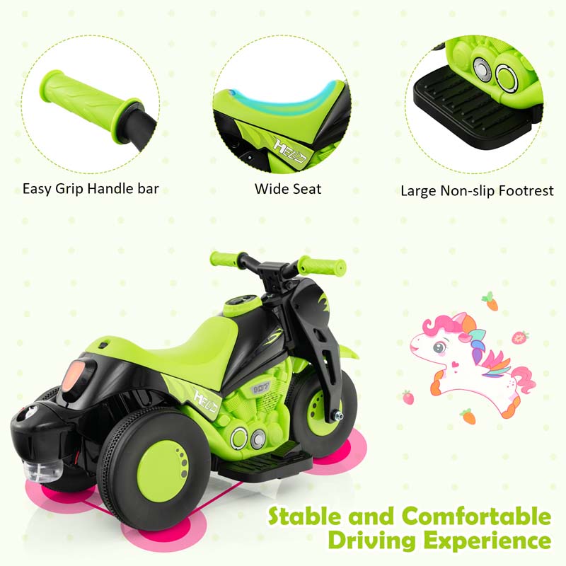 6V Kids Ride On Motorcycle with Bubble Maker, Battery Powered 3-Wheel Electric Motorcycle with LED Headlight & Music for Toddlers Gift