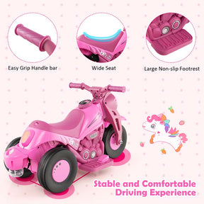 6V Kids Ride On Motorcycle with Bubble Maker, Battery Powered 3-Wheel Electric Motorcycle with LED Headlight & Music for Toddlers Gift