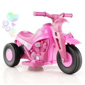 6V Kids Ride On Motorcycle with Bubble Maker, Battery Powered 3-Wheel Electric Motorcycle with LED Headlight & Music for Toddlers Gift