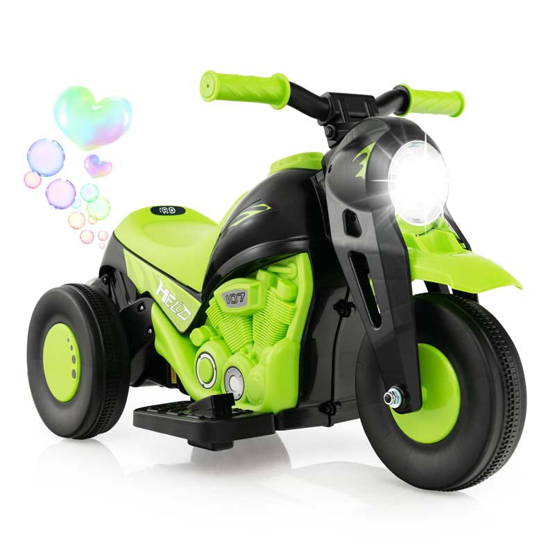6V Kids Ride On Motorcycle with Bubble Maker, Battery Powered 3-Wheel Electric Motorcycle with LED Headlight & Music for Toddlers Gift
