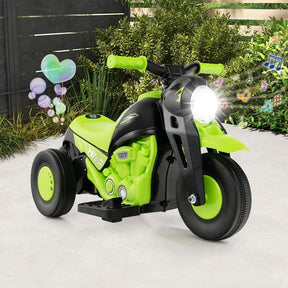 6V Kids Ride On Motorcycle with Bubble Maker, Battery Powered 3-Wheel Electric Motorcycle with LED Headlight & Music for Toddlers Gift