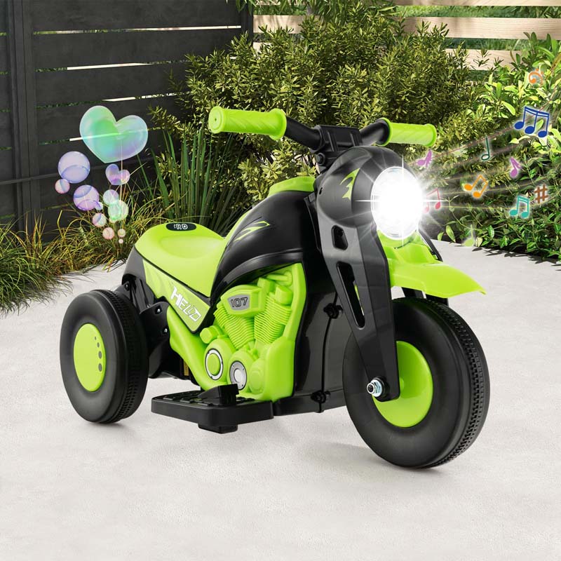 6V Kids Ride On Motorcycle with Bubble Maker, Battery Powered 3-Wheel Electric Motorcycle with LED Headlight & Music for Toddlers Gift