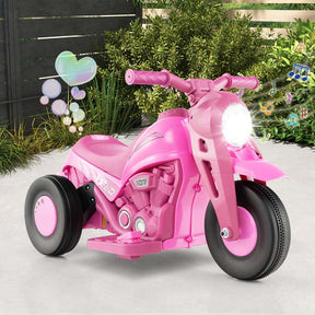 6V Kids Ride On Motorcycle with Bubble Maker, Battery Powered 3-Wheel Electric Motorcycle with LED Headlight & Music for Toddlers Gift