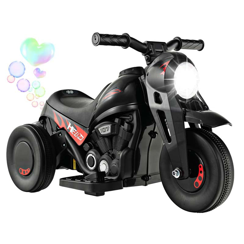 6V Kids Ride On Motorcycle with Bubble Maker, Battery Powered 3-Wheel Electric Motorcycle with LED Headlight & Music for Toddlers Gift