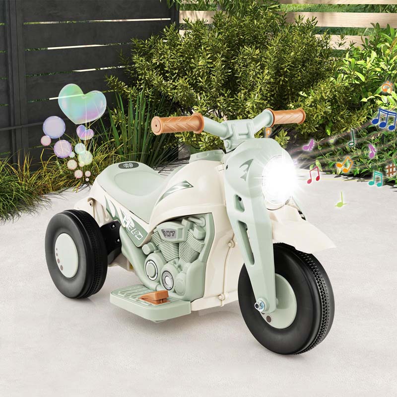 6V Kids Ride On Motorcycle with Bubble Maker, Battery Powered 3-Wheel Electric Motorcycle with LED Headlight & Music for Toddlers Gift