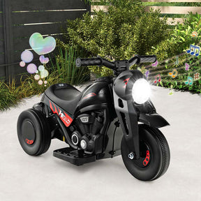 6V Kids Ride On Motorcycle with Bubble Maker, Battery Powered 3-Wheel Electric Motorcycle with LED Headlight & Music for Toddlers Gift