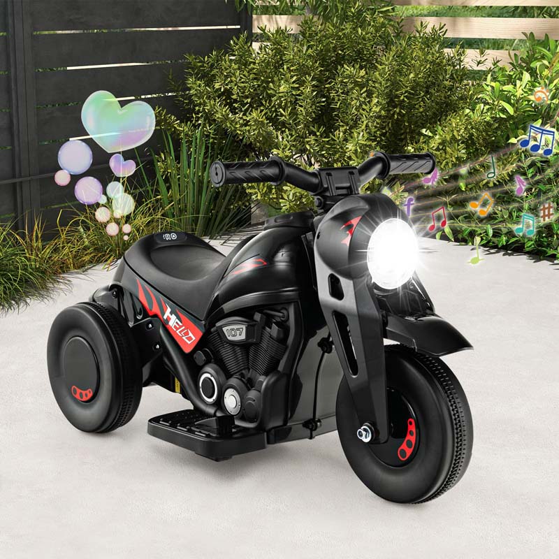 6V Kids Ride On Motorcycle with Bubble Maker, Battery Powered 3-Wheel Electric Motorcycle with LED Headlight & Music for Toddlers Gift