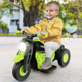 6V Kids Ride On Motorcycle with Bubble Maker, Battery Powered 3-Wheel Electric Motorcycle with LED Headlight & Music for Toddlers Gift