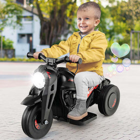 6V Kids Ride On Motorcycle with Bubble Maker, Battery Powered 3-Wheel Electric Motorcycle with LED Headlight & Music for Toddlers Gift