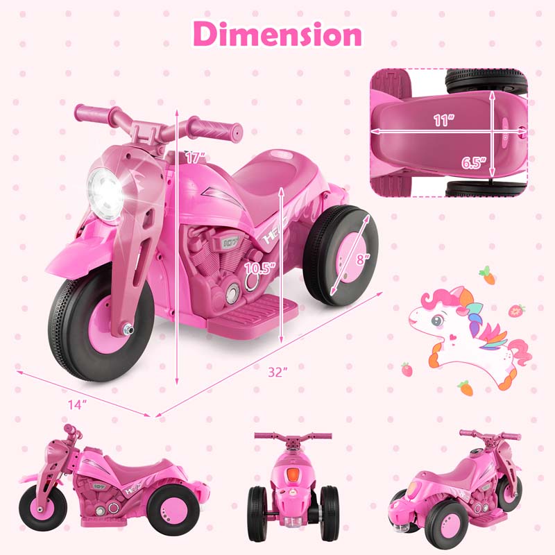 6V Kids Ride On Motorcycle with Bubble Maker, Battery Powered 3-Wheel Electric Motorcycle with LED Headlight & Music for Toddlers Gift