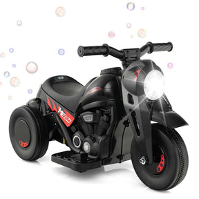 6V Kids Ride On Motorcycle with Bubble Maker, Battery Powered 3-Wheel Electric Motorcycle with LED Headlight & Music for Toddlers Gift