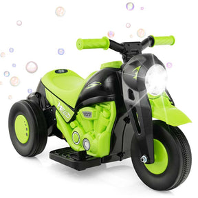 6V Kids Ride On Motorcycle with Bubble Maker, Battery Powered 3-Wheel Electric Motorcycle with LED Headlight & Music for Toddlers Gift