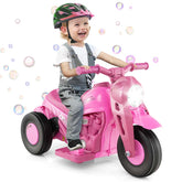 6V Kids Ride On Motorcycle with Bubble Maker, Battery Powered 3-Wheel Electric Motorcycle with LED Headlight & Music for Toddlers Gift