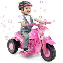 6V Kids Ride On Motorcycle with Bubble Maker, Battery Powered 3-Wheel Electric Motorcycle with LED Headlight & Music for Toddlers Gift
