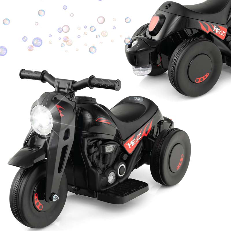 6V Kids Ride On Motorcycle with Bubble Maker, Battery Powered 3-Wheel Electric Motorcycle with LED Headlight & Music for Toddlers Gift