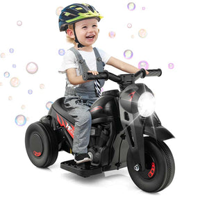 6V Kids Ride On Motorcycle with Bubble Maker, Battery Powered 3-Wheel Electric Motorcycle with LED Headlight & Music for Toddlers Gift