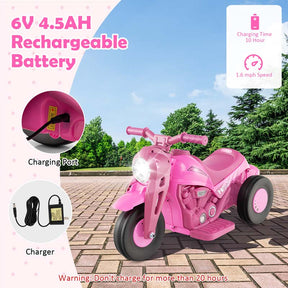 6V Kids Ride On Motorcycle with Bubble Maker, Battery Powered 3-Wheel Electric Motorcycle with LED Headlight & Music for Toddlers Gift