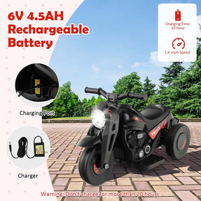 6V Kids Ride On Motorcycle with Bubble Maker, Battery Powered 3-Wheel Electric Motorcycle with LED Headlight & Music for Toddlers Gift